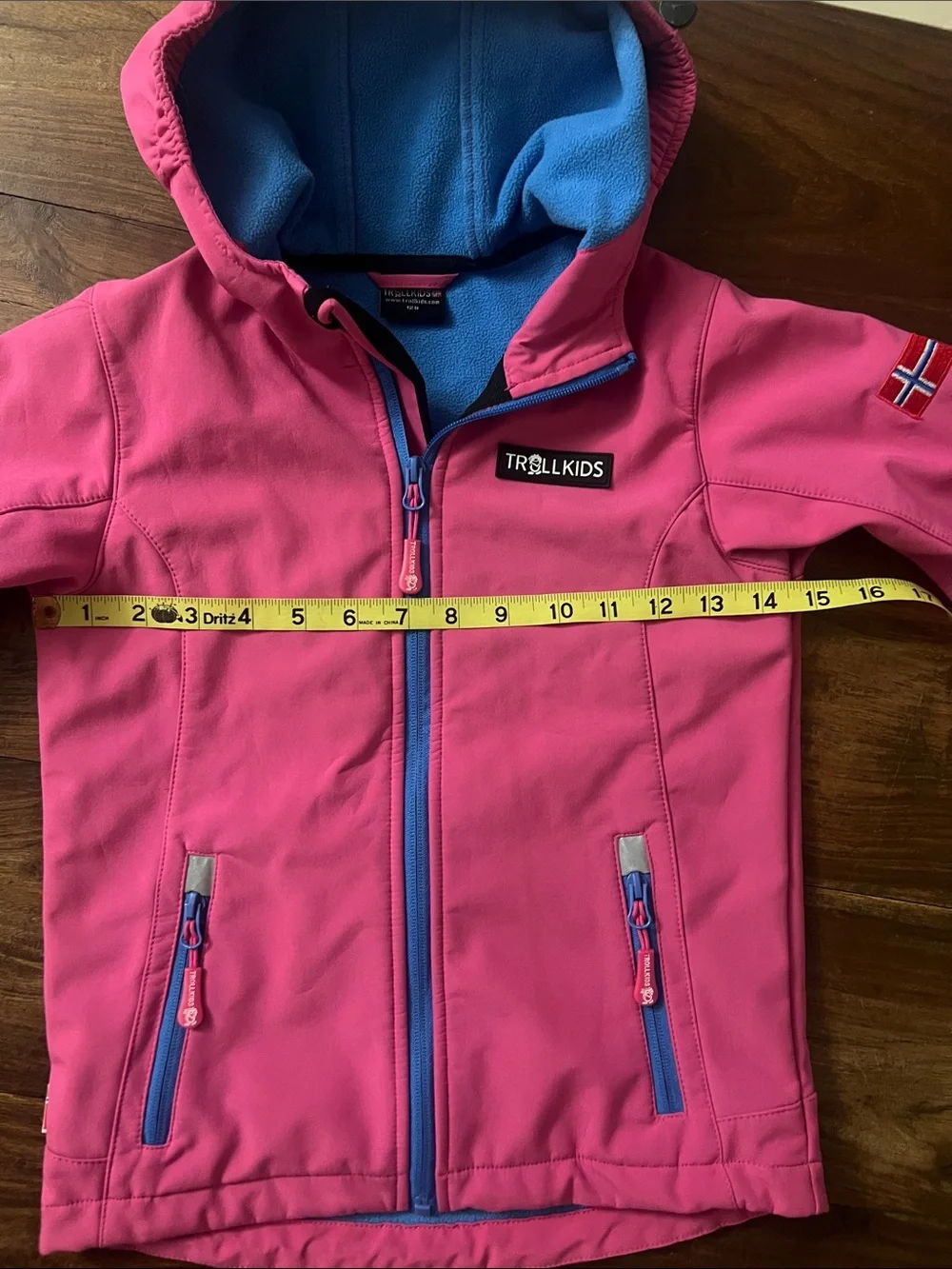 Trollkids Pink Jacket with Blue Trim